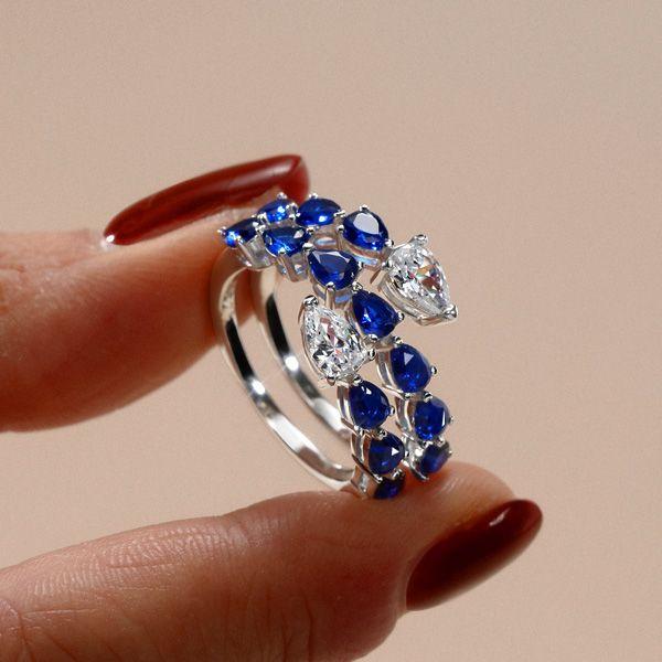 Pear Shaped Sterling Silver Twist Wedding Ring - 3.73 CTW
