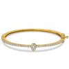 18K Gold Plated Sterling Silver Round Cut Bangle Bracelet for Women (7 Inch)