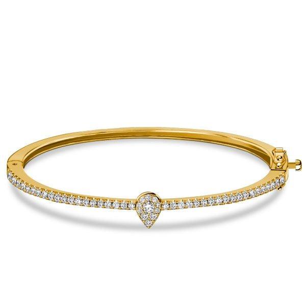 18K Gold Plated Sterling Silver Round Cut Bangle Bracelet for Women (7 Inch)