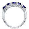 Cushion Halo Created Sapphire Wedding Band in 925 Sterling Silver, 5.00 CT. TW.