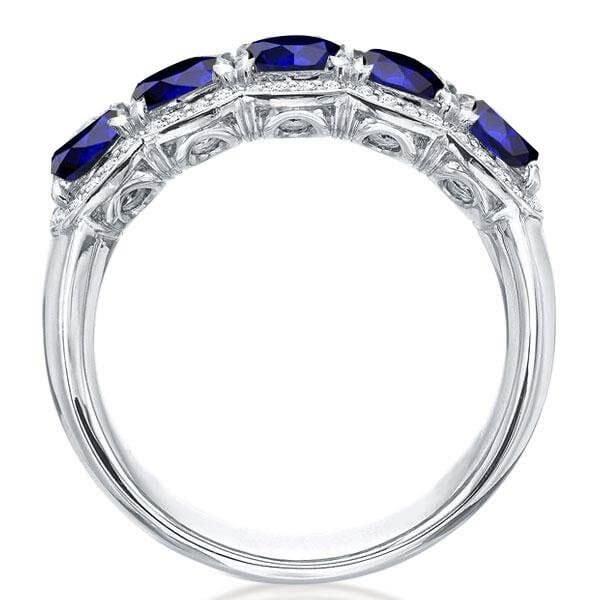 Cushion Halo Created Sapphire Wedding Band in 925 Sterling Silver, 5.00 CT. TW.