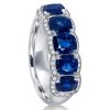 Cushion Halo Created Sapphire Wedding Band in 925 Sterling Silver, 5.00 CT. TW.