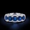 Cushion Halo Created Sapphire Wedding Band in 925 Sterling Silver, 5.00 CT. TW.