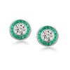 Halo Milgrain Round Cut Stud Earrings in Sterling Silver