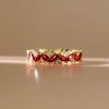 Ruby Marquise & Round Cut Wedding Band Ring - 18K Gold Plated Sterling Silver