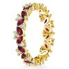 Ruby Marquise & Round Cut Wedding Band Ring - 18K Gold Plated Sterling Silver