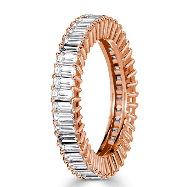 Rose Gold Morganite & Emerald Cut Bridal Set - 18K Plated Sterling Silver Wedding Rings