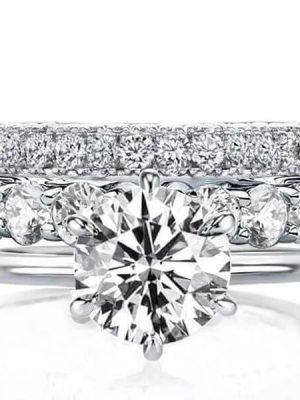Solitaire Eternity Created White Sapphire 925 Sterling Silver 3-Piece Wedding Set