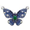 Dancing Butterfly Blue Sapphire Pendant Necklace in Rhodium Plated 925 Sterling Silver for Women