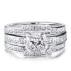Classic White Sapphire 3PC Sterling Silver Wedding Ring Set