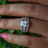 Classic White Sapphire 3PC Sterling Silver Wedding Ring Set