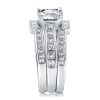 Classic White Sapphire 3PC Sterling Silver Wedding Ring Set
