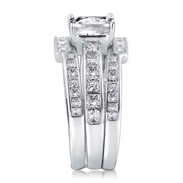 Classic White Sapphire 3PC Sterling Silver Wedding Ring Set