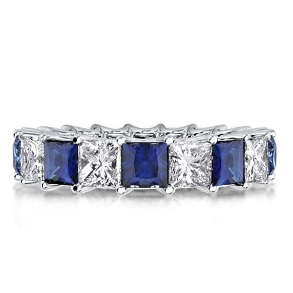 Princess Cut Wedding Band in Rhodium-Plated Sterling Silver with 7.65 CT. TW. Stones