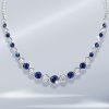 Classic Blue & White Bezel Set Tennis Necklace for Women in 925 Sterling Silver