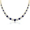 Classic Blue & White Bezel Set Tennis Necklace for Women in 925 Sterling Silver