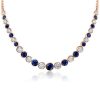 Classic Blue & White Bezel Set Tennis Necklace for Women in 925 Sterling Silver