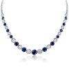 Classic Blue & White Bezel Set Tennis Necklace for Women in 925 Sterling Silver
