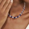 Classic Blue & White Bezel Set Tennis Necklace for Women in 925 Sterling Silver
