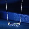 Sterling Silver Aquamarine and Blue Sapphire Pendant Necklace with Adjustable Chain