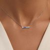Sterling Silver Aquamarine and Blue Sapphire Pendant Necklace with Adjustable Chain