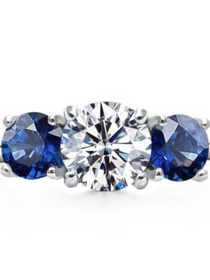 Sterling Silver Three Stone Round Cut Engagement Ring - 2.00 CT