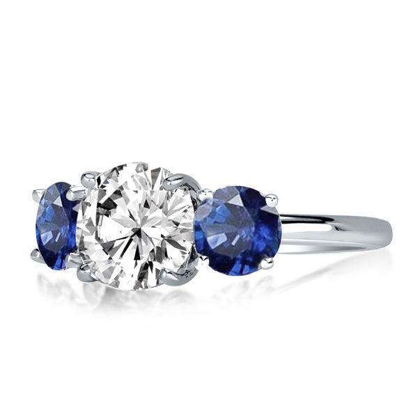 Sterling Silver Three Stone Round Cut Engagement Ring - 2.00 CT