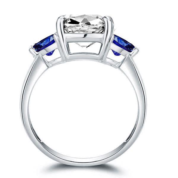 Sterling Silver Three Stone Round Cut Engagement Ring - 2.00 CT