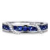 Blue Sapphire Ribbon Wedding Band - Sterling Silver .925