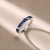 Blue Sapphire Ribbon Wedding Band - Sterling Silver .925