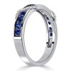 Blue Sapphire Ribbon Wedding Band - Sterling Silver .925