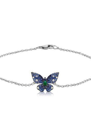 Butterfly Blue Sapphire Bracelet for Women - Sterling Silver