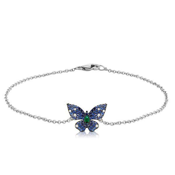 Butterfly Blue Sapphire Bracelet for Women - Sterling Silver
