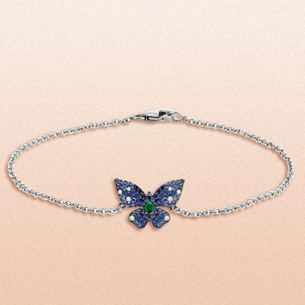 Butterfly Blue Sapphire Bracelet for Women - Sterling Silver