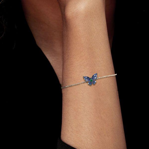 Butterfly Blue Sapphire Bracelet for Women - Sterling Silver