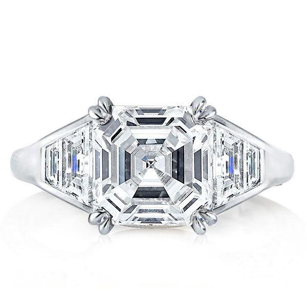 Antique Asscher Cut Sterling Silver Engagement Ring - 4.0 CT Center Stone