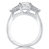 Three Stone Milgrain White Sapphire Bridal Set in Sterling Silver, 1.50 CT Created Stone