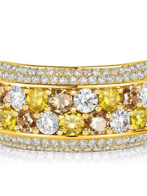 18K Gold Plated Multi-Color CZ Half Eternity Anniversary Band Ring