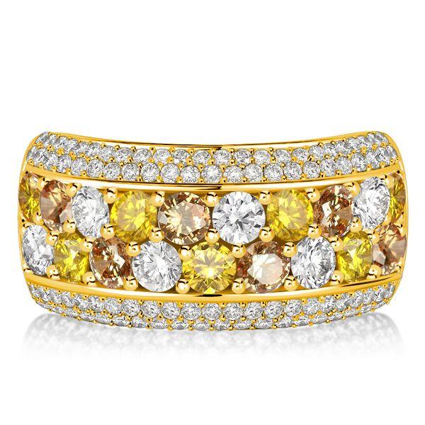 18K Gold Plated Multi-Color CZ Half Eternity Anniversary Band Ring