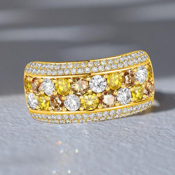 18K Gold Plated Multi-Color CZ Half Eternity Anniversary Band Ring