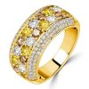 18K Gold Plated Multi-Color CZ Half Eternity Anniversary Band Ring