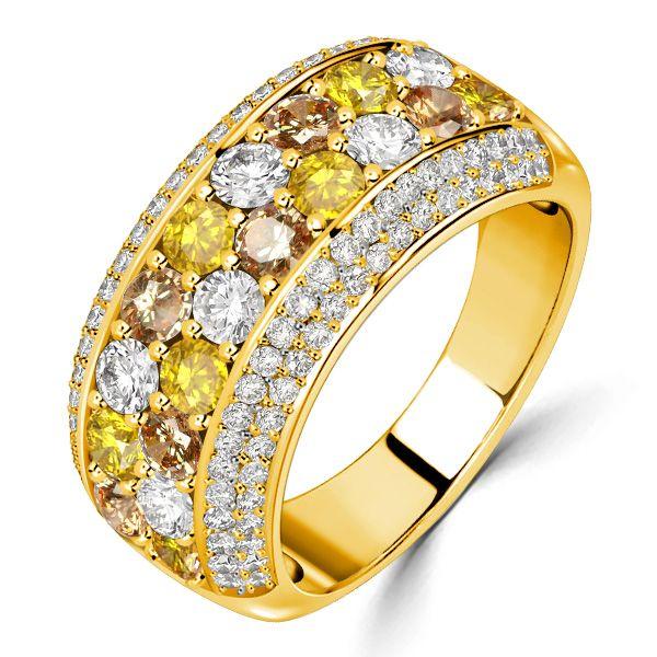 18K Gold Plated Multi-Color CZ Half Eternity Anniversary Band Ring