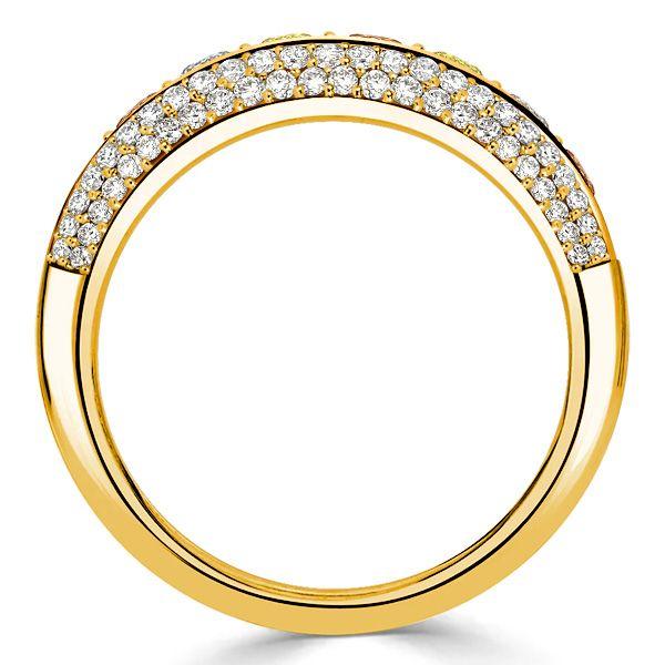 18K Gold Plated Multi-Color CZ Half Eternity Anniversary Band Ring
