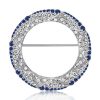 Art Deco Milgrain Circle Brooch for Women, Sterling Silver Plated, 1.15 CTW