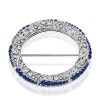 Art Deco Milgrain Circle Brooch for Women, Sterling Silver Plated, 1.15 CTW