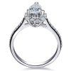 Pear Cut White Sapphire Engagement Ring - Halo Sterling Silver Wedding Ring