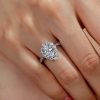 Pear Cut White Sapphire Engagement Ring - Halo Sterling Silver Wedding Ring