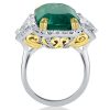 Emerald Cut Halo Engagement Ring, Two-Tone Sterling Silver, 18.50 CTW