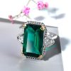 Emerald Cut Halo Engagement Ring, Two-Tone Sterling Silver, 18.50 CTW