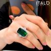 Emerald Cut Halo Engagement Ring, Two-Tone Sterling Silver, 18.50 CTW